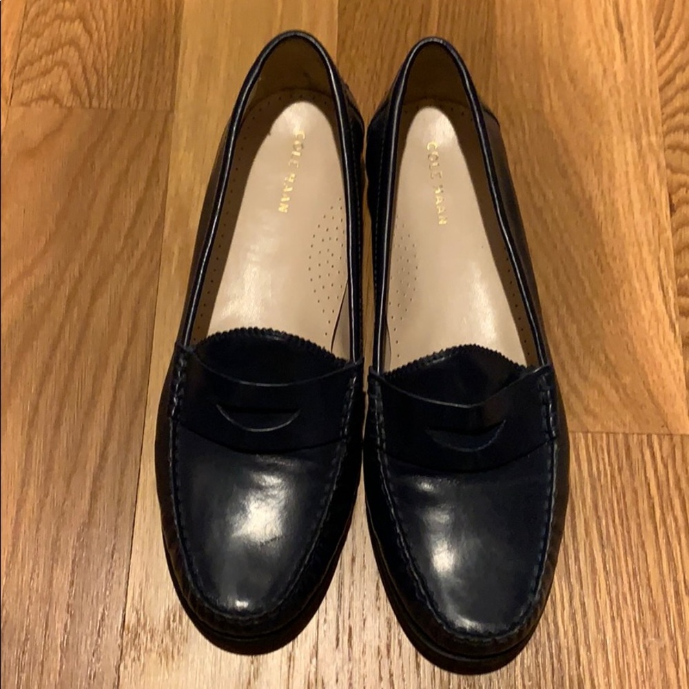 Cole Haan Navy Leather Penny Loafers